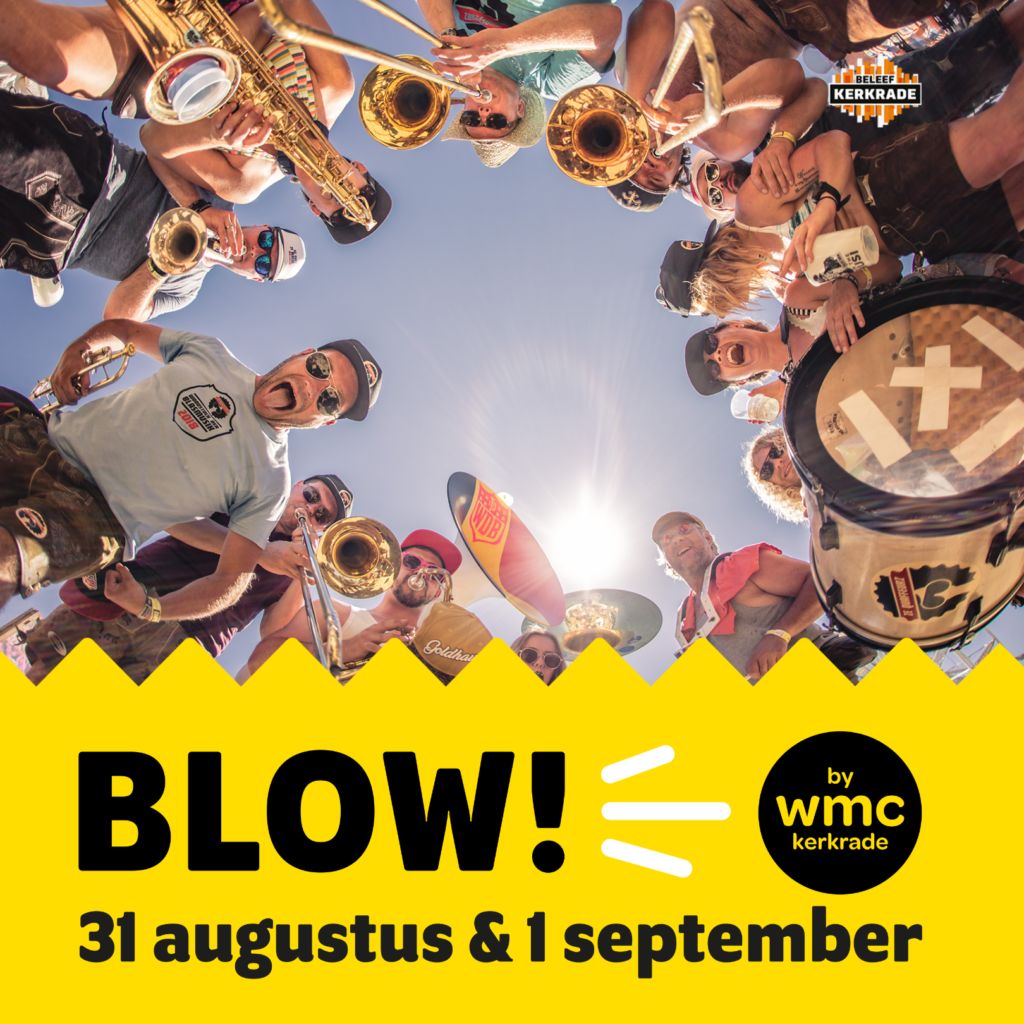 BLOW! by WMC Kerkrade keert op zaterdag 31 augustus 2024 en zondag 1 september 2024 terug in het Stadspark van de Klankstad Kerkrade. “Het veelzijdige blaasmuziekfestival zonder muzikale grenzen wordt voor de derde keer georganiseerd door het Wereld Muziek Concours (WMC) en is er voor jong en oud”